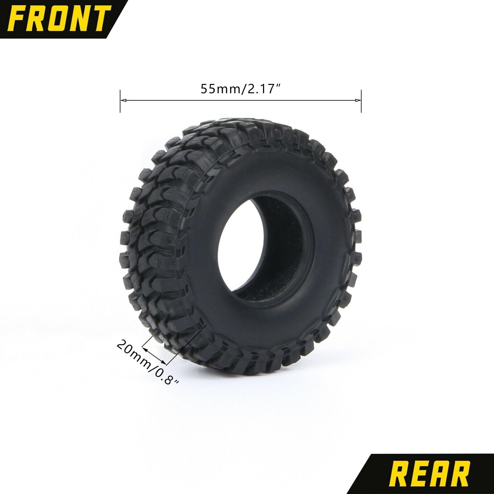 RCAWD AXIAL SCX24 RCAWD 55*20mm Deep Thread Rubber Tires for Axial SCX24 Crawlers