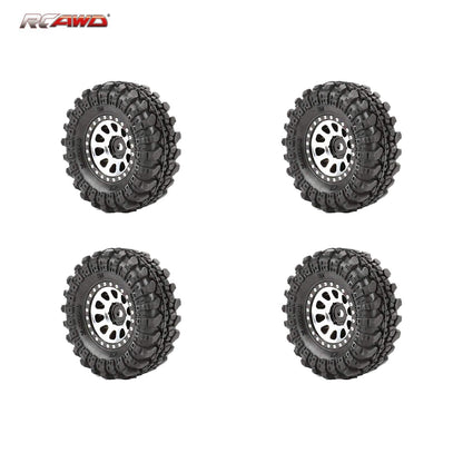 RCAWD AXIAL SCX24 RCAWD Aluminum 1.0" Beadlock Wheels & Rock Crawling Tires Set for 1/24 RC Crawlers