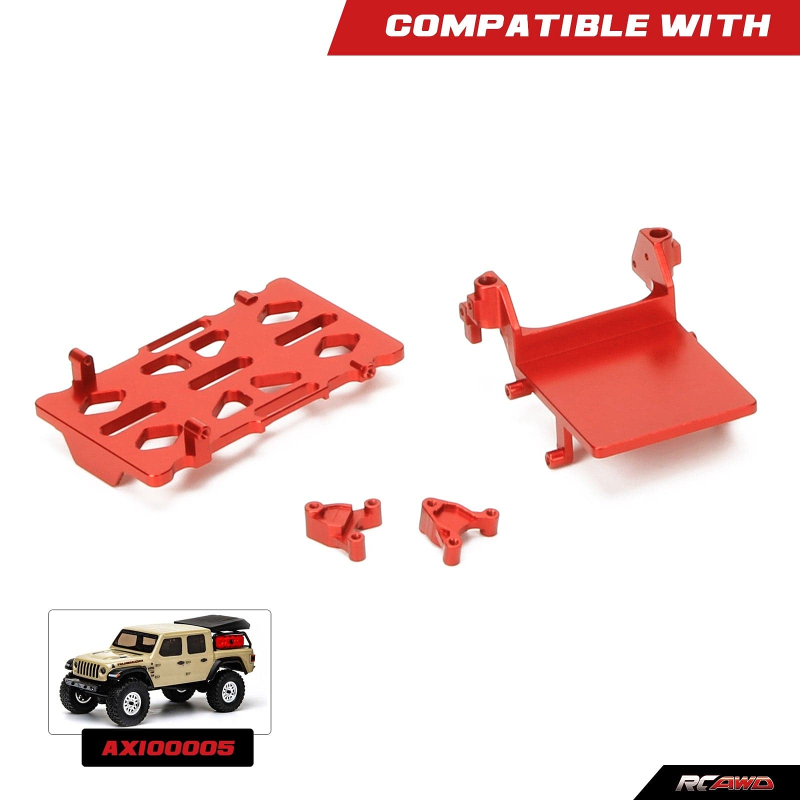 RCAWD AXIAL SCX24 RCAWD Axial SCX24 Gladiator Upgrades Aluminum battery tray ESC tray rear shock tower SCX2501