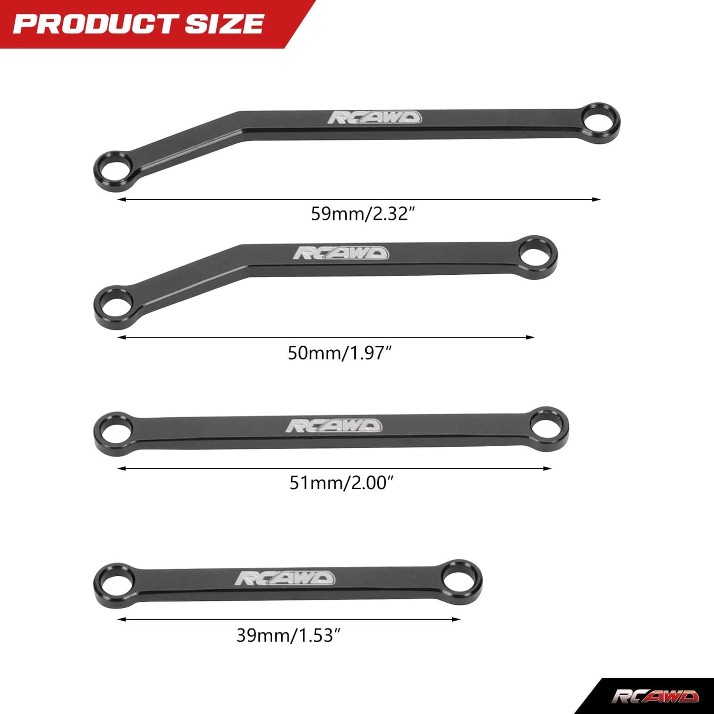 RCAWD AXIAL SCX24 RCAWD Axial SCX24 high clearance links for C10 Jeep Wrangler Bronco  SCX2546