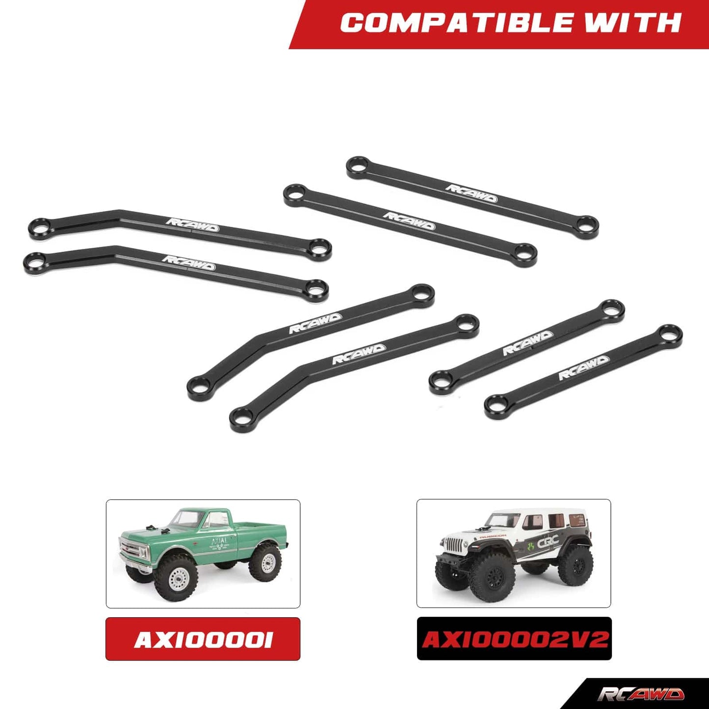 RCAWD AXIAL SCX24 RCAWD Axial SCX24 high clearance links for C10 Jeep Wrangler Bronco  SCX2546