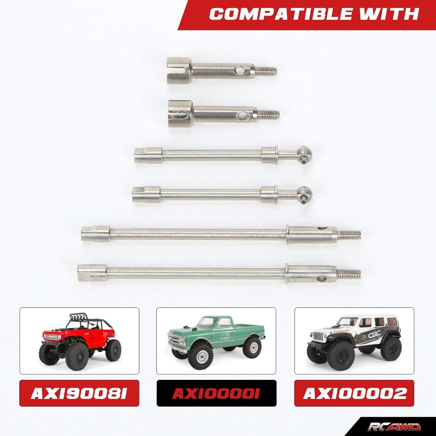 RCAWD AXIAL SCX24 RCAWD Axial SCX24 stainless steel Axles Set SCX2432S