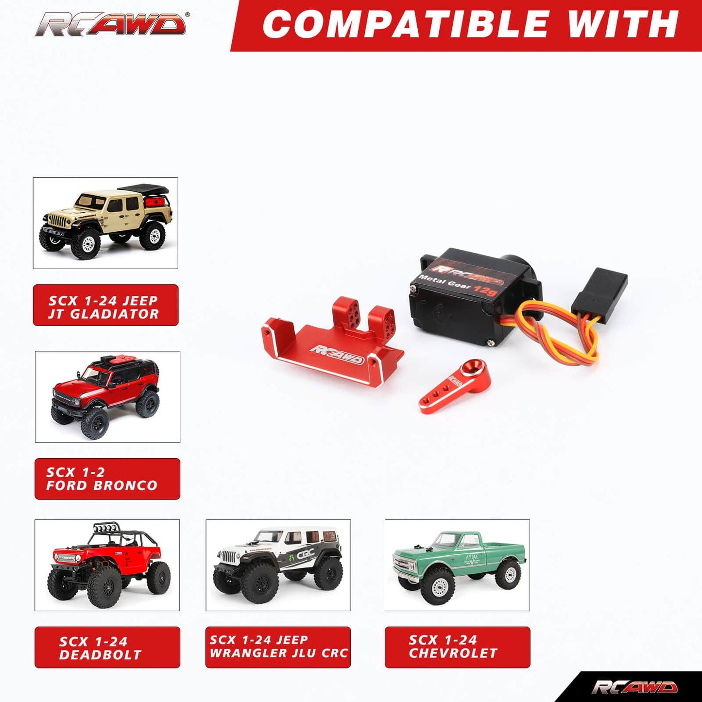RCAWD AXIAL SCX24 RCAWD Axial SCX24 Upgrades 12g Metal Gear Servos Set with 15T Arm for AX24 Car
