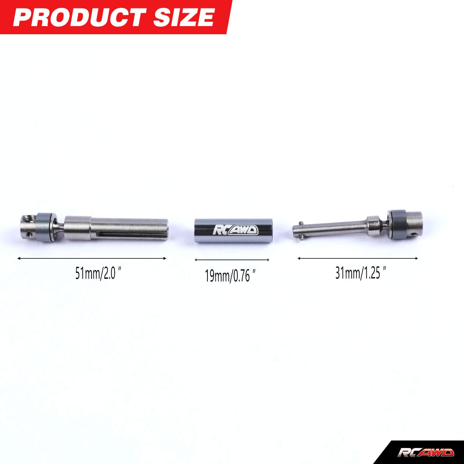 RCAWD AXIAL SCX24 RCAWD Axial SCX24 Upgrades 50-63MM Rear Center Driveshafts SCX2586R