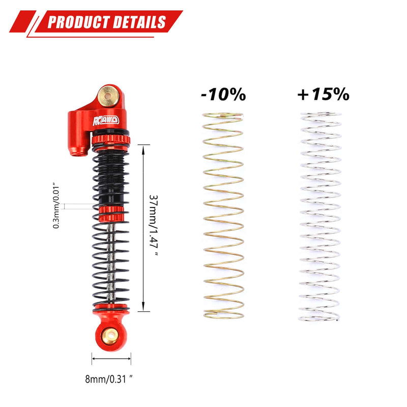 RCAWD Axial SCX24 Upgrades 57mm Oil Filled F/R Type shock absorber 4pcs - RCAWD