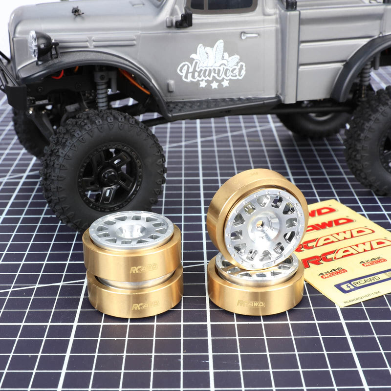 RCAWD 1/18 HobbyPlus CR18 Upgrades 1.2” Aluminum Wheel with Brass Counterweight Ring - RCAWD
