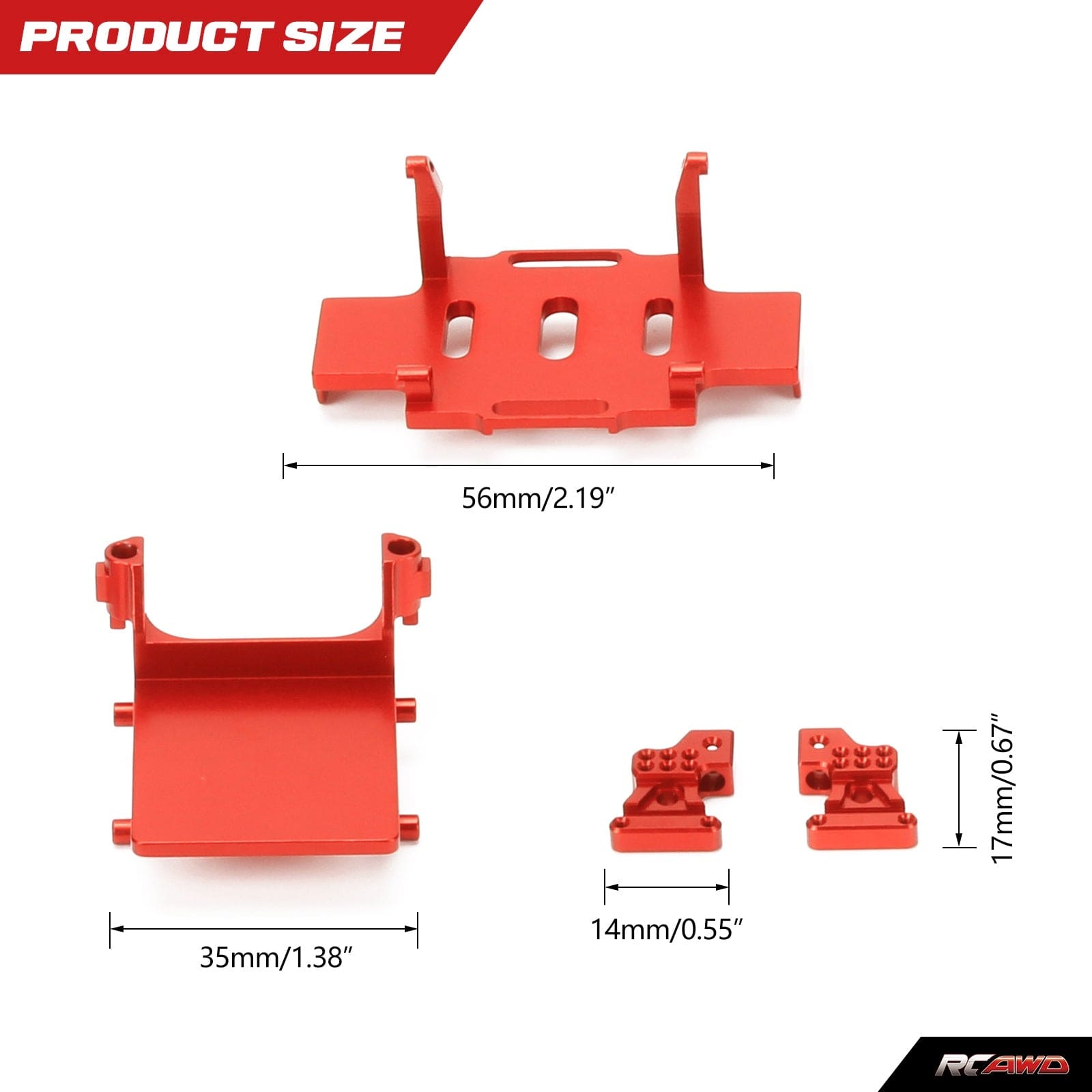 RCAWD Axial SCX24 Aluminium battery tray ESC tray rear shock tower