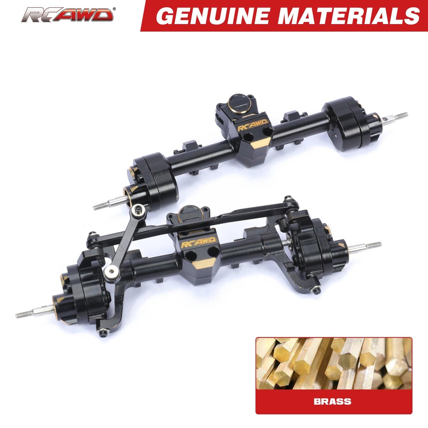 RCAWD AXIAL SCX24 RCAWD Axial SCX24 upgrades Full Brass Front Rear Portal Axle Increase Weight compatiable with AX24