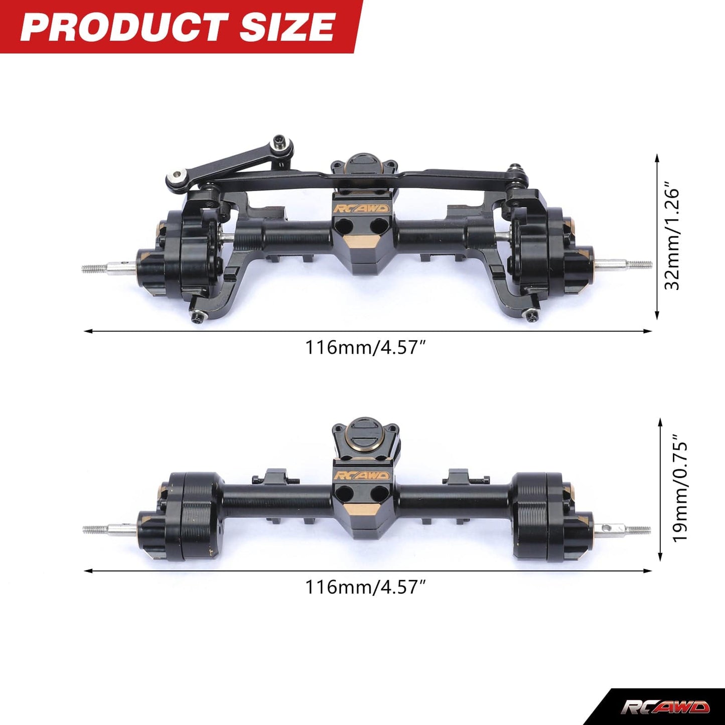 RCAWD AXIAL SCX24 RCAWD Axial SCX24 upgrades Full Brass Front Rear Portal Axle Increase Weight compatiable with AX24