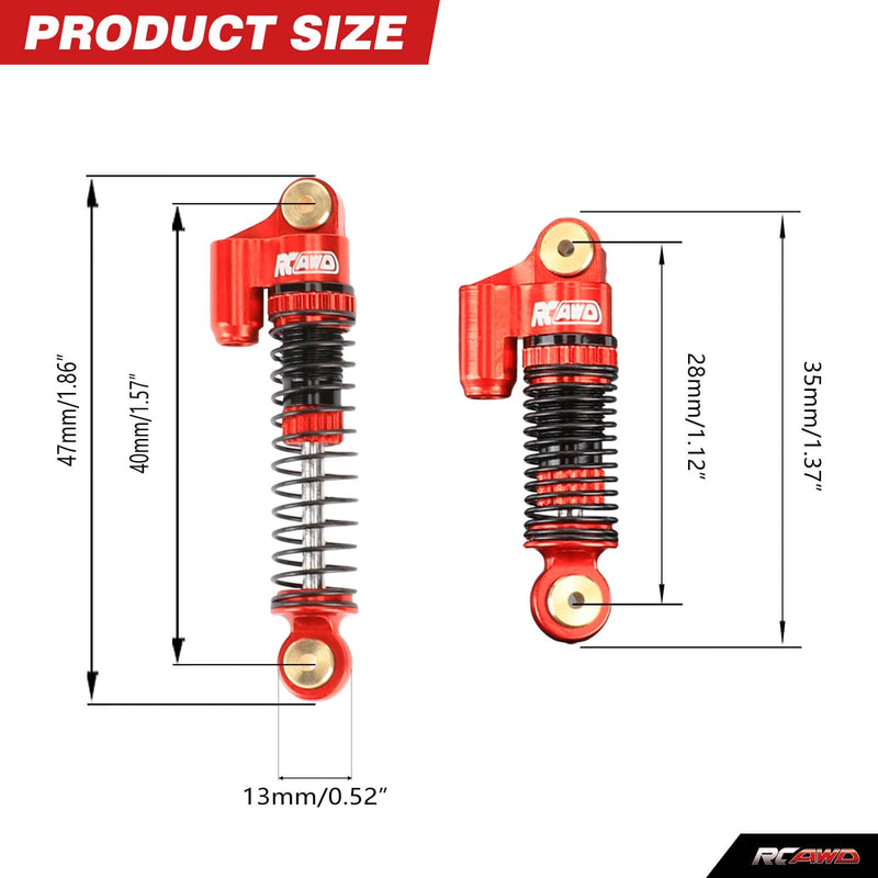 RCAWD Axial SCX24 Upgrades Model A 47mm Oil Filled F/R Type Shock Absorber 4pcs with Extra Springs - RCAWD