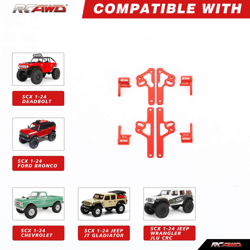 RCAWD Axial SCX24 Upgrades Aluminum Damper Holder Absorber Mount & Shocks Complete Setfor 1/24 RC Crawler - RCAWD