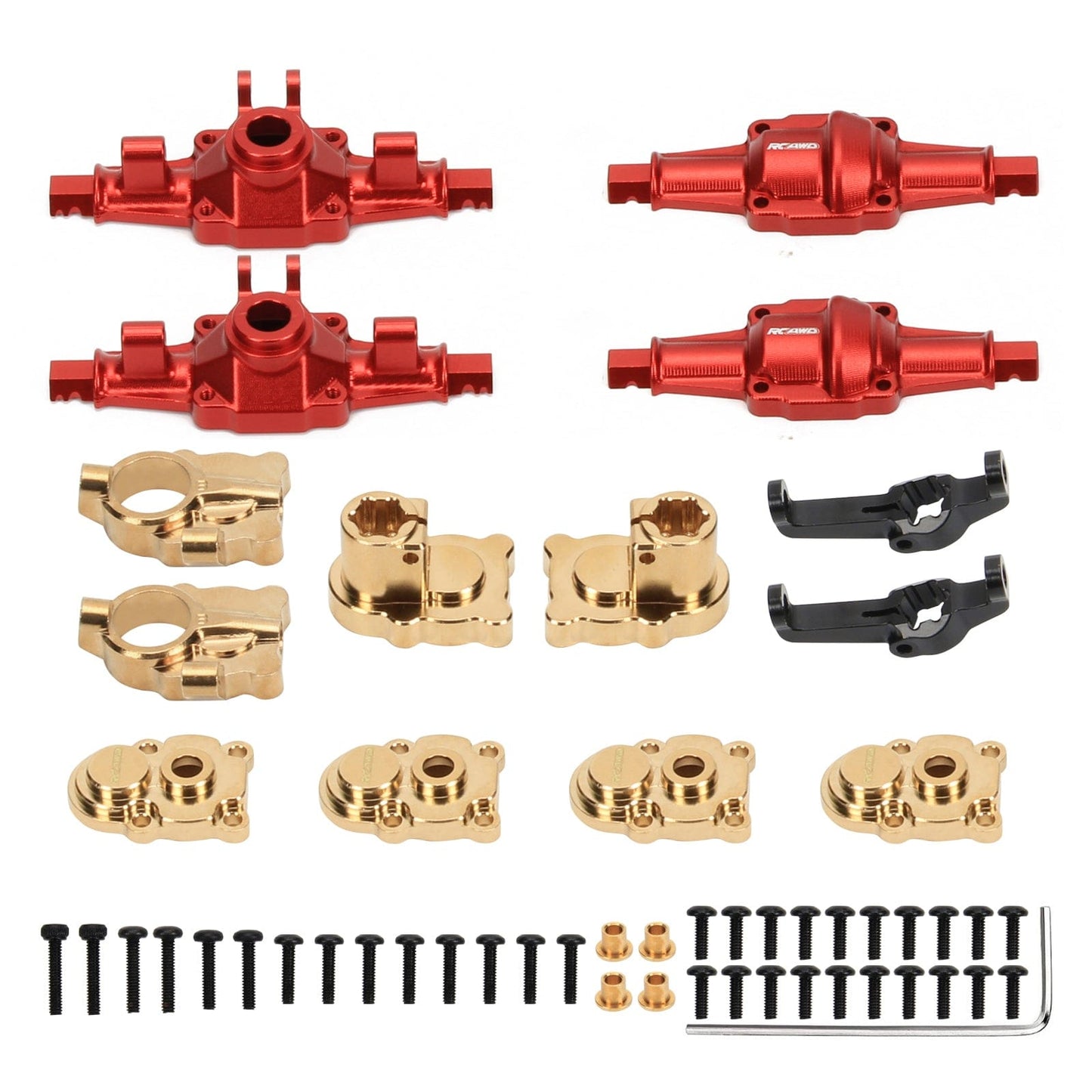 RCAWD AXIAL SCX24 RCAWD FMS FCX24 Upgrades Front Rear Brass & Aluminium Portal Axles Set