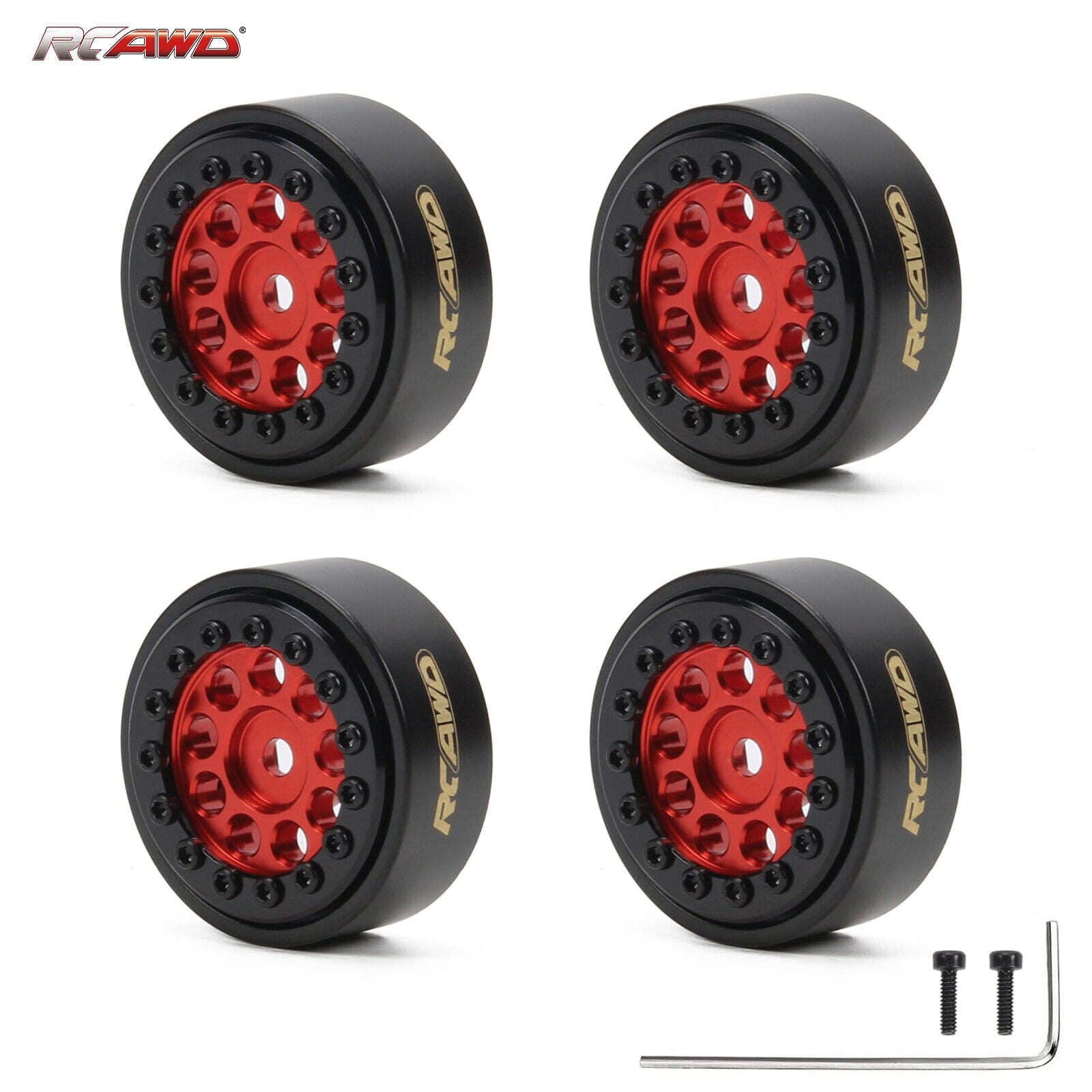 RCAWD AXIAL SCX24 RCAWD SCX24 1.0" beadlock Aluminium wheel rim with brass counterweight ring 26g/pc SCX2538