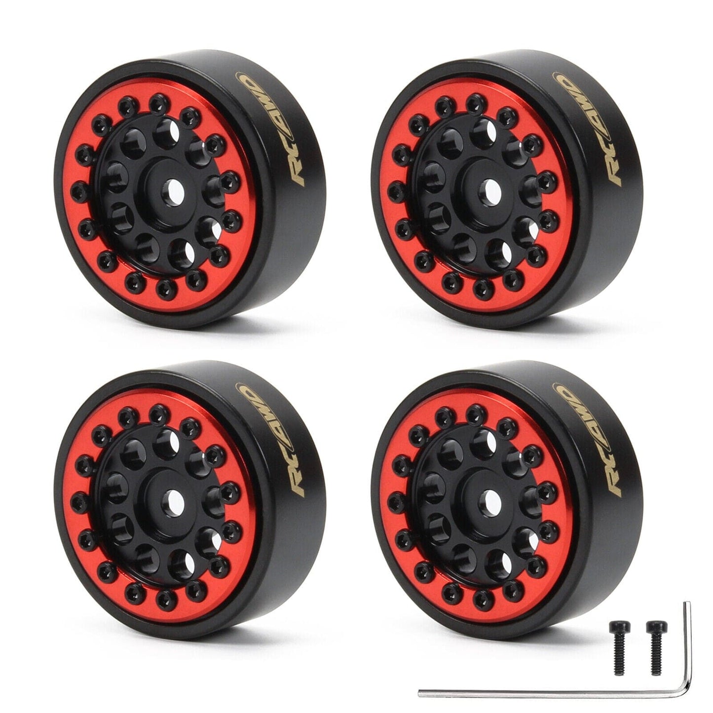 RCAWD AXIAL SCX24 RCAWD SCX24 1.0" beadlock Aluminium wheel rim with brass counterweight ring 26g/pc SCX2538