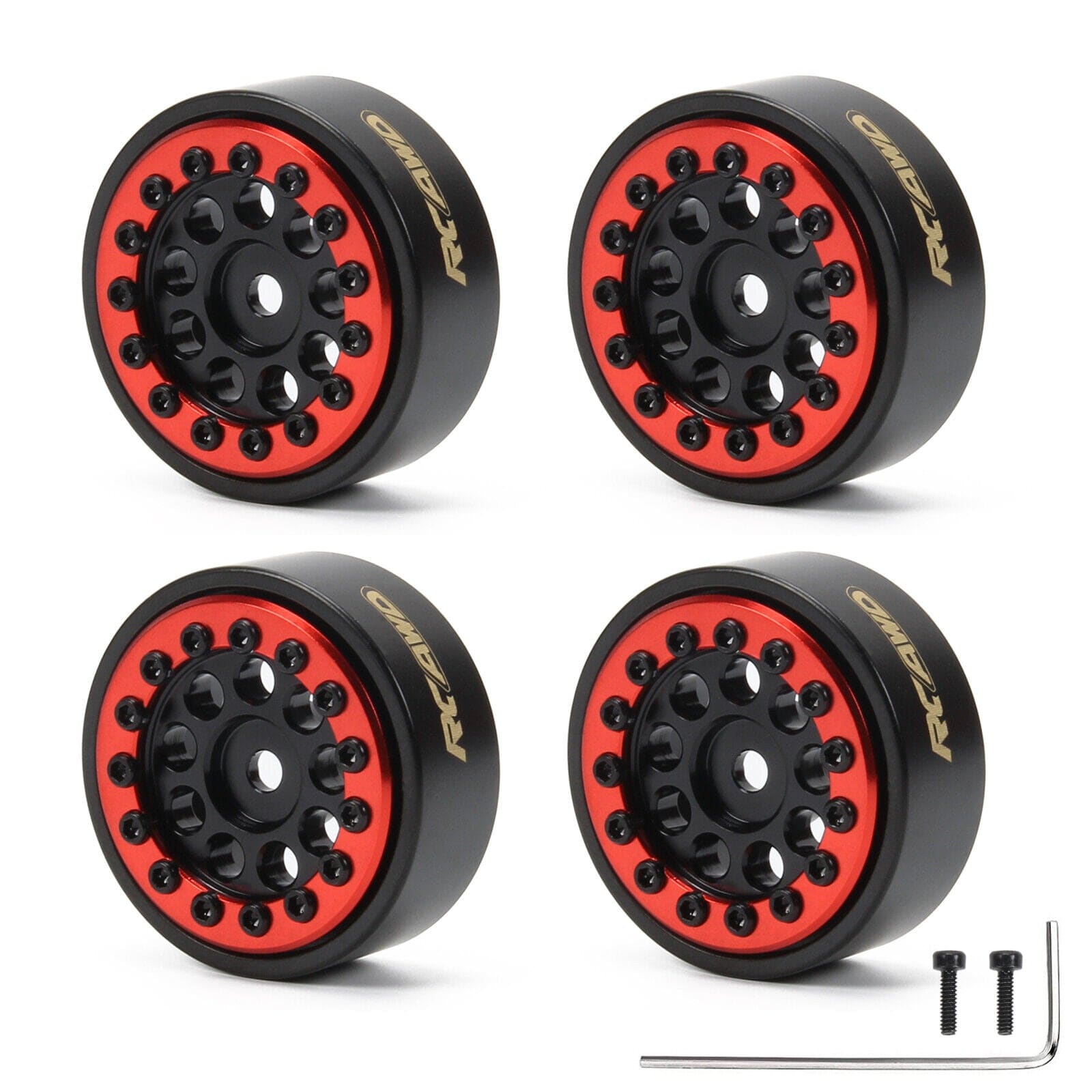 RCAWD AXIAL SCX24 RCAWD SCX24 1.0" beadlock Aluminium wheel rim with brass counterweight ring 26g/pc SCX2538