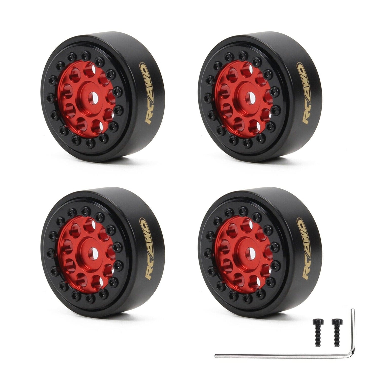 RCAWD AXIAL SCX24 RCAWD SCX24 1.0" beadlock Aluminium wheel rim with brass counterweight ring 26g/pc SCX2538