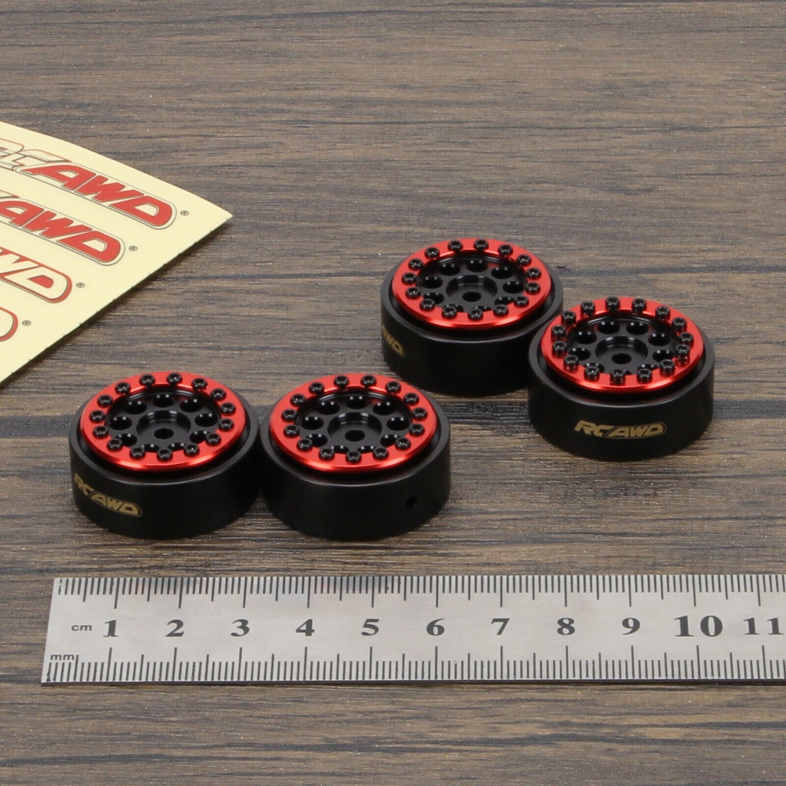 RCAWD AXIAL SCX24 RCAWD SCX24 1.0" beadlock Aluminium wheel rim with brass counterweight ring 26g/pc SCX2538