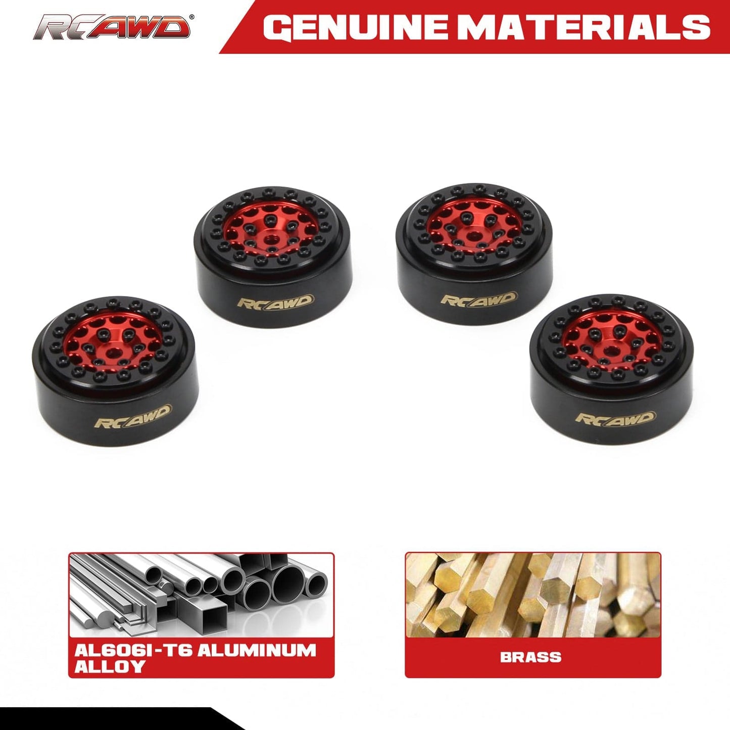 RCAWD AXIAL SCX24 RCAWD SCX24 29g 1.0" beadlock wheel rim 26*13mm glue free with brass counterweight ring SCX2539