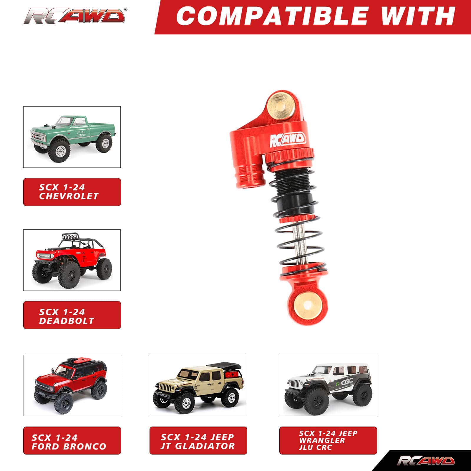 RCAWD AXIAL SCX24 RCAWD SCX24 38mm Oil Filled Shock 4pcs