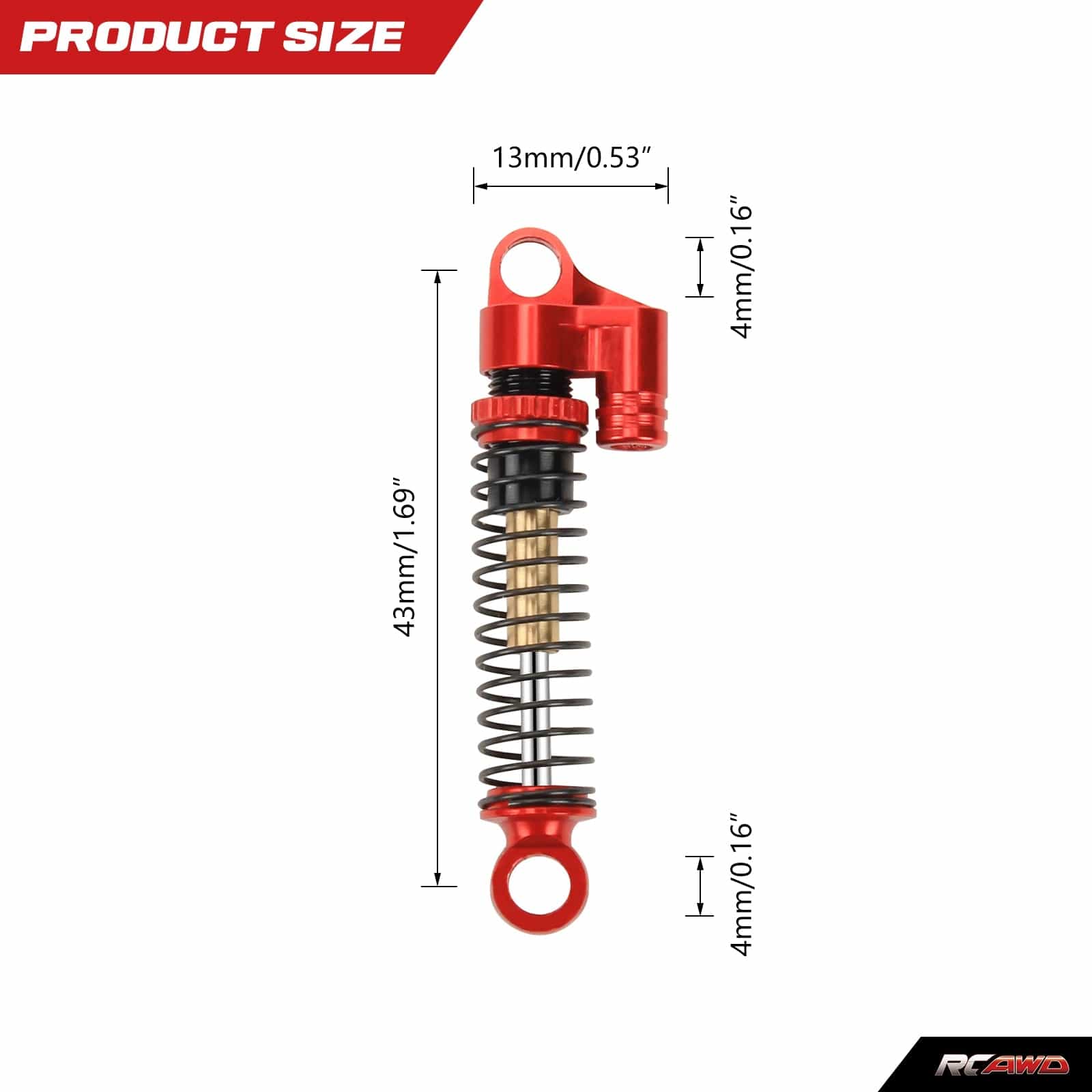 RCAWD AXIAL SCX24 RCAWD SCX24 43mm long travel shocks Threaded Double Barrel Damper SCX2511