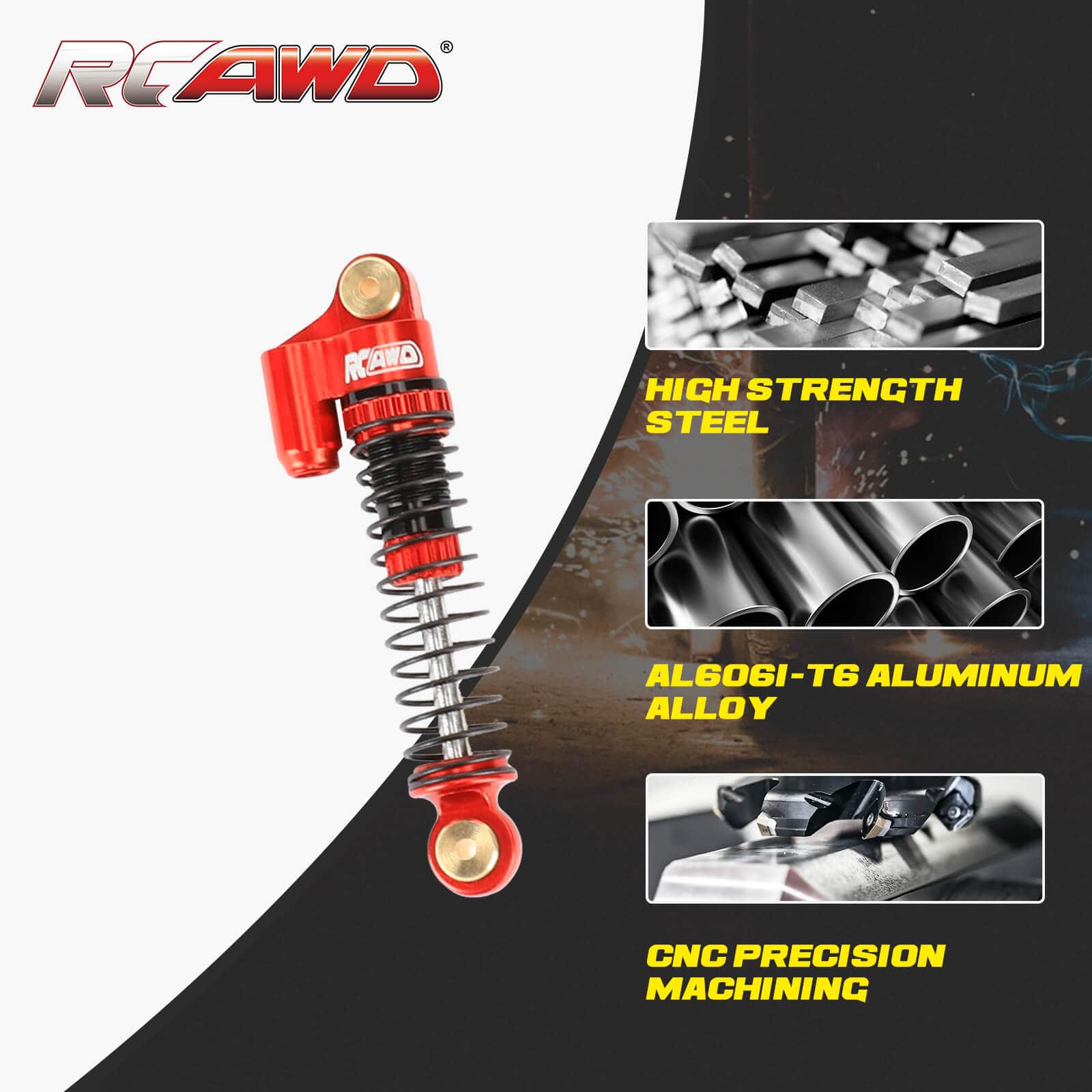 RCAWD AXIAL SCX24 RCAWD SCX24 47mm Oil Filled Shocks Absorber with Extra Springs AXI2409R