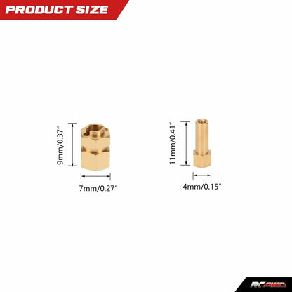 RCAWD AXIAL SCX24 RCAWD SCX24 Counterweight Brass H7*9.5mm Wheel Hex Hub for scx24 ax24 Crawlers
