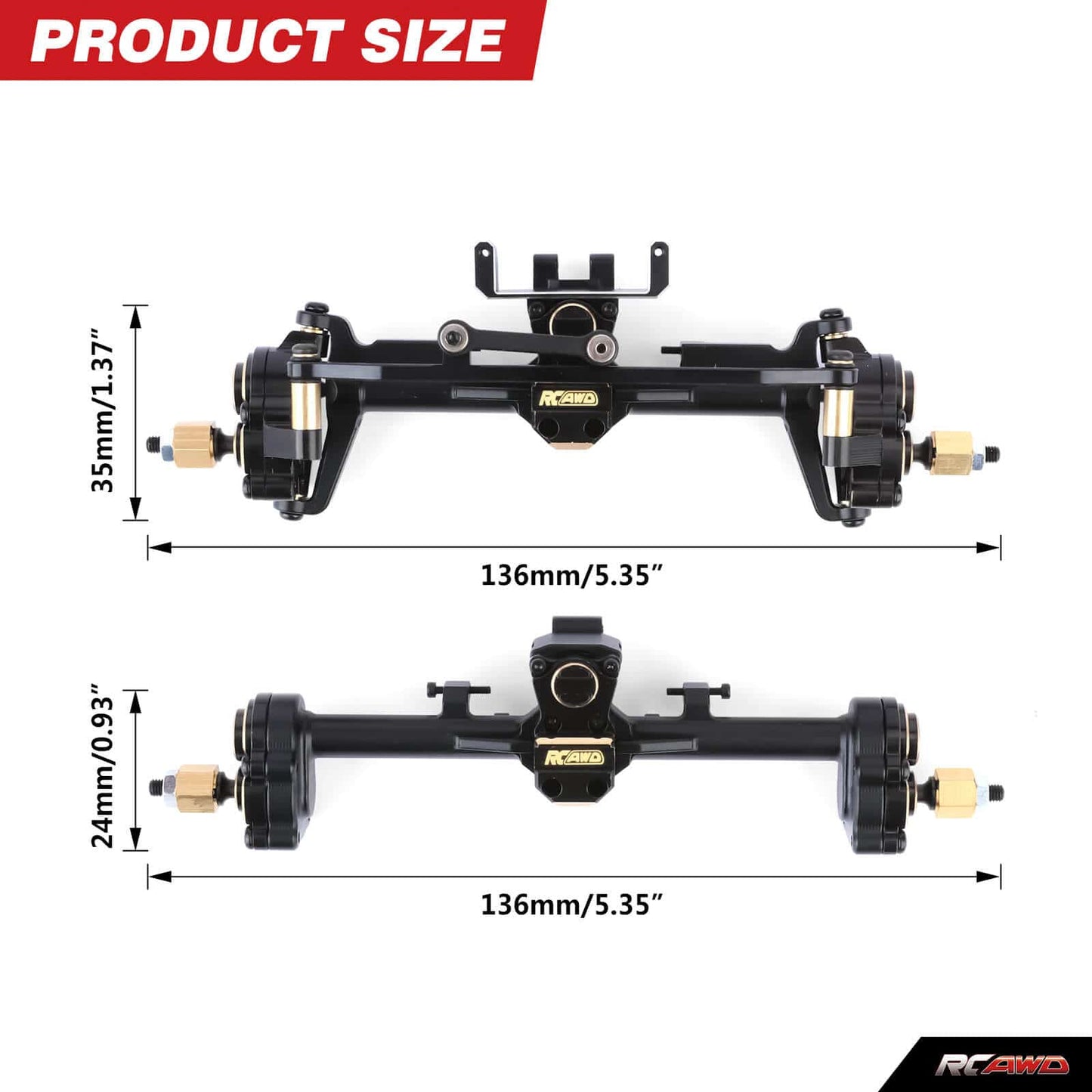 RCAWD AXIAL SCX24 RCAWD SCX24 Steel Front Rear Portal Axle with 60 Steering Angle 20MM Width Increase