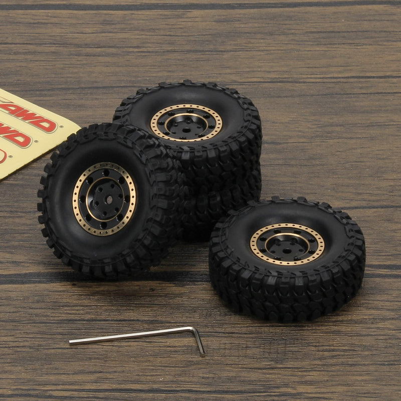RCAWD 4pcs 1.0'' 54*19mm Brass Beadlock Tires for SCX24 RC Crawler - RCAWD