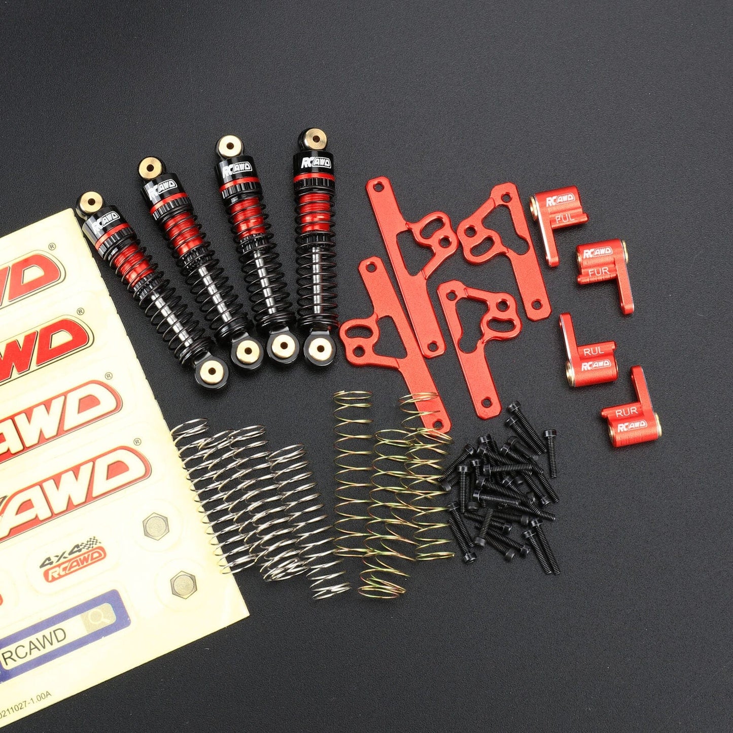 RCAWD AXIAL SCX24 Red / Full Set RCAWD SCX24 Shock Flex Blades-SCX24 Upgrade Parts