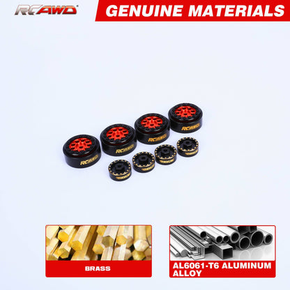 RCAWD AXIAL SCX24 Red RCAWD 1.0'' Wheels 9 Spokes with 7mm Hex