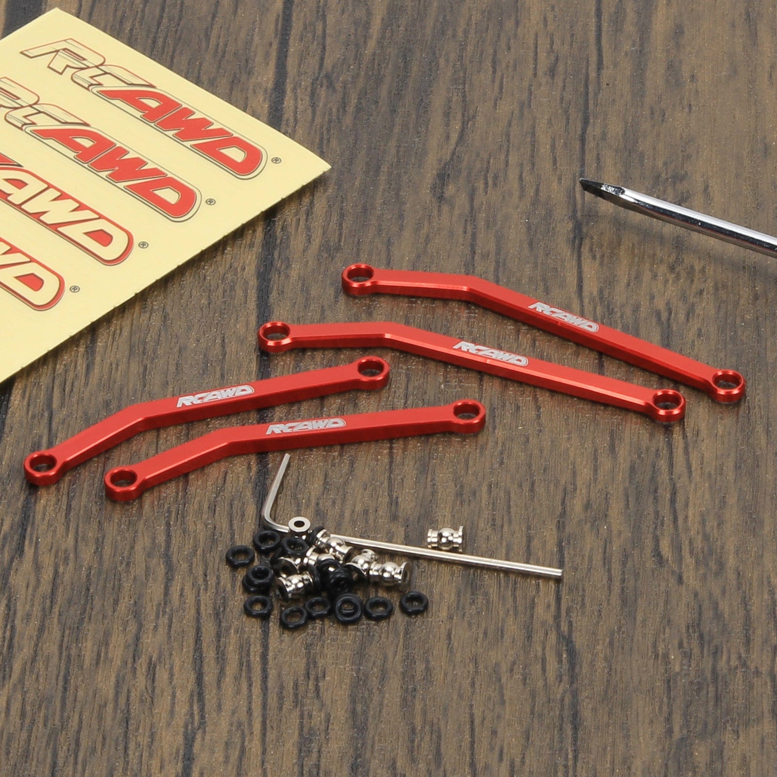 RCAWD AXIAL SCX24 Red RCAWD Axial SCX24 C10 Jeep Wrangler Upgrades High clearance lower linkage toe link tie rod set SCX2543