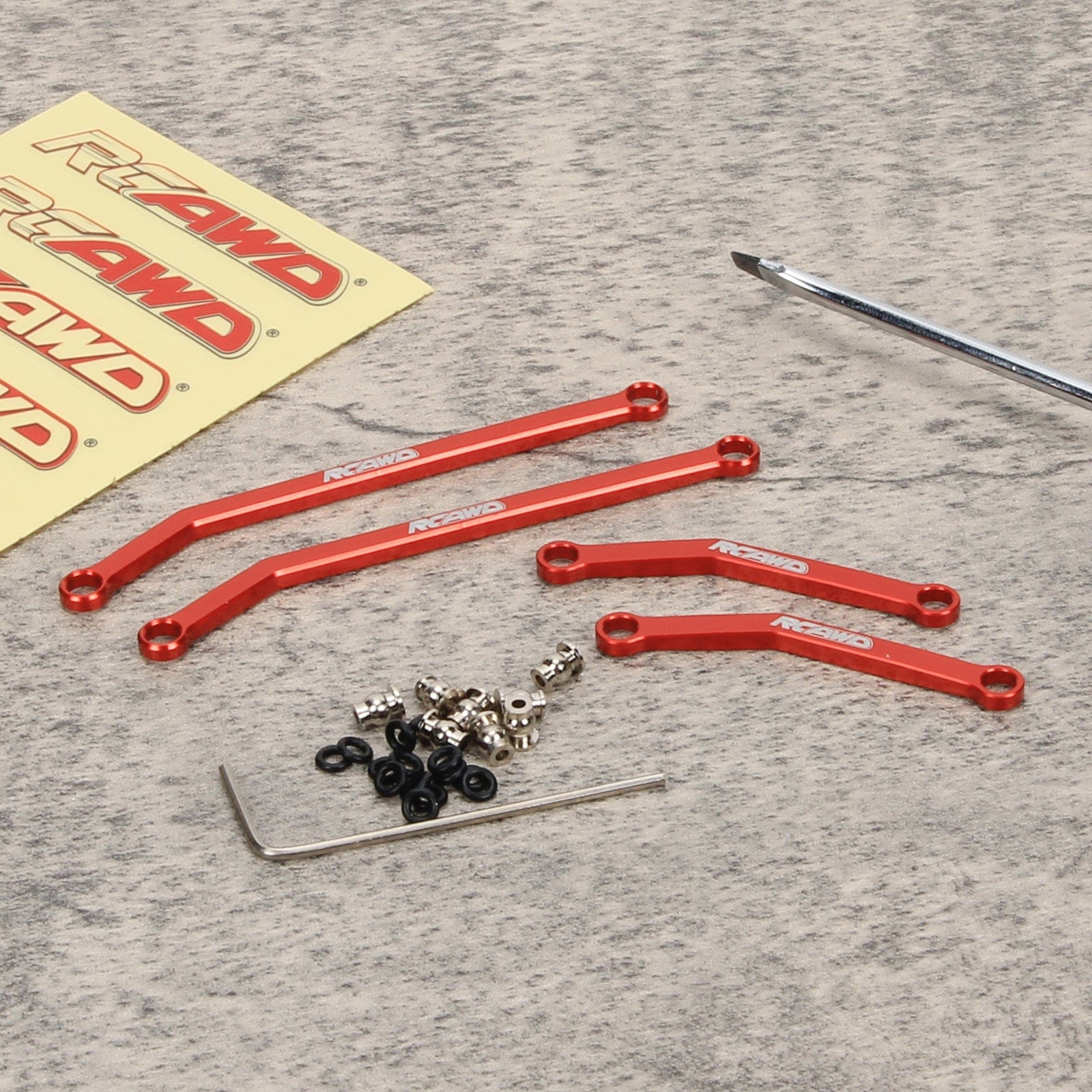 RCAWD AXIAL SCX24 Red RCAWD Axial SCX24 Deadbolt High Clearance lower linkage toe link tie rod set SCX2542