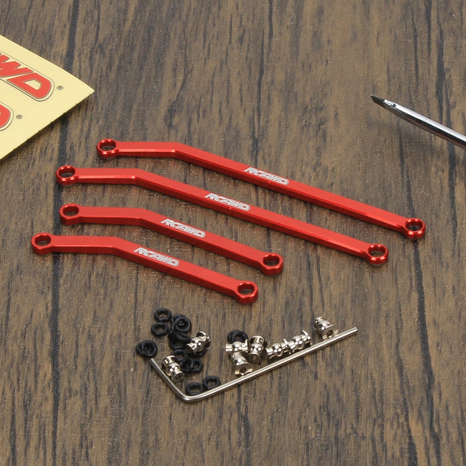 RCAWD AXIAL SCX24 Red RCAWD Axial SCX24 Gladiator Upgrades High clearance lower linkage toe link tie rod set SCX2544