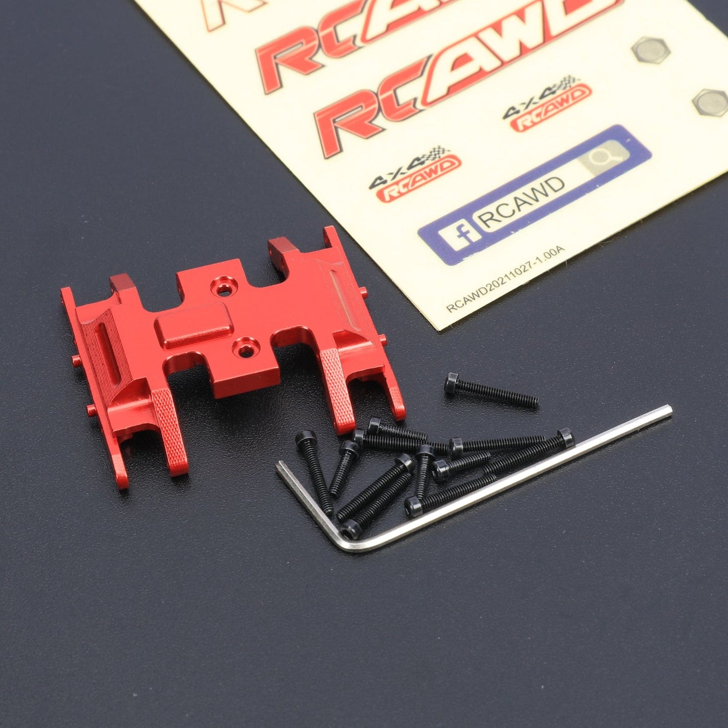 RCAWD AXIAL SCX24 Red RCAWD Axial SCX24 Upgrades Aluminum Skid Plate Center Gear Box Mount SCX2401