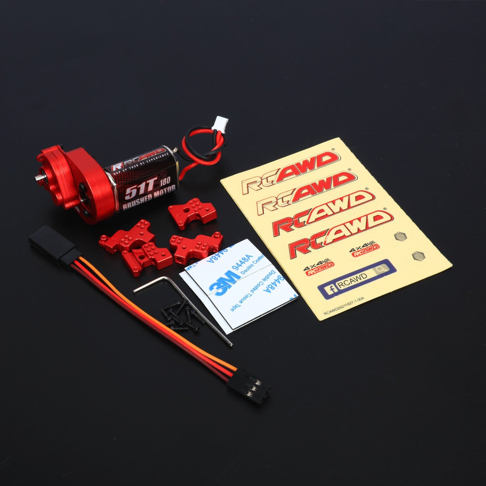 RCAWD Axial SCX24 Red RCAWD SCX24 motor Upgrades 180 51T Motor with Metal Transmission and Shock Tower