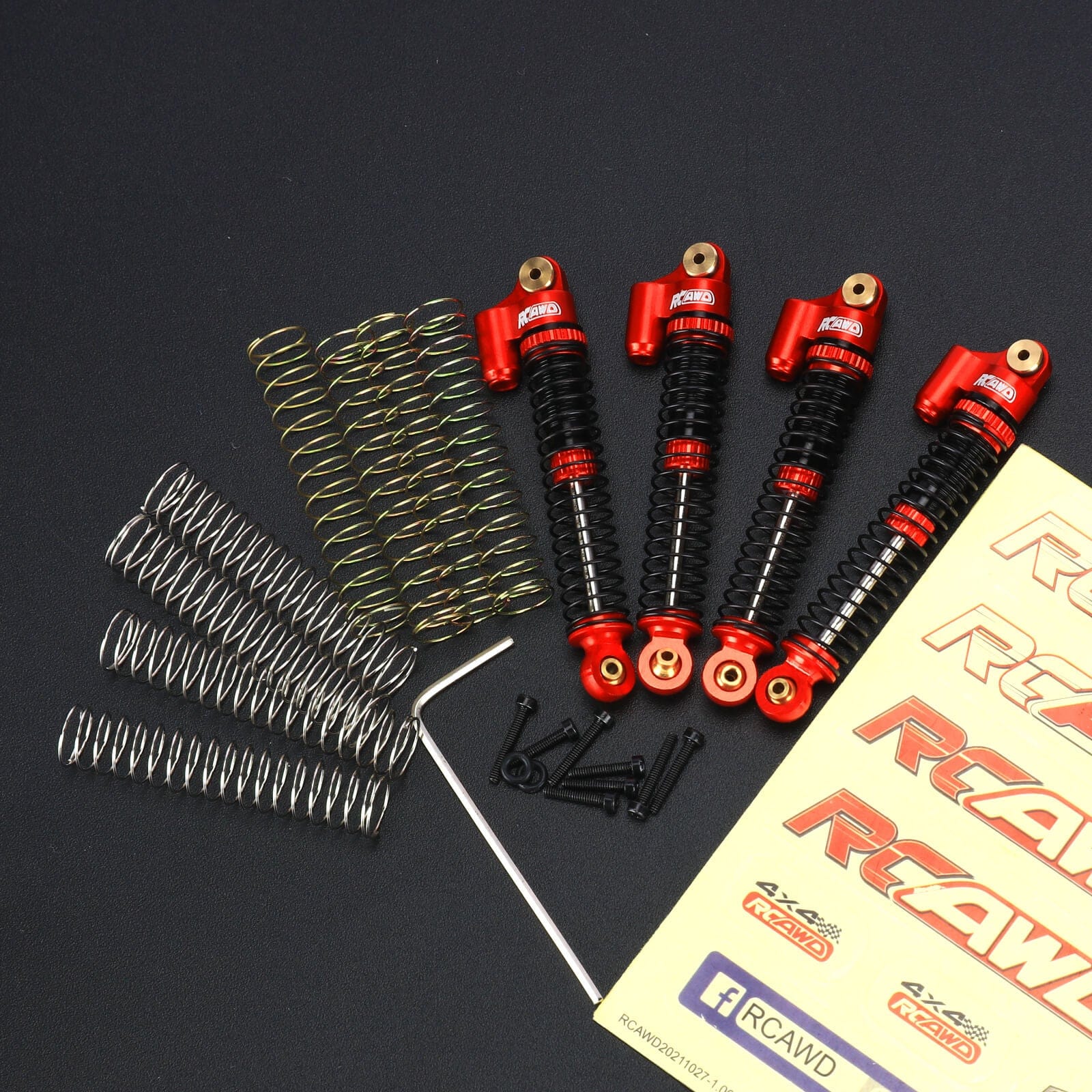 RCAWD AXIAL SCX24 Red RCAWD SCX24 Upgrades 57mm Oil Filled Type shock absorber 4pcs