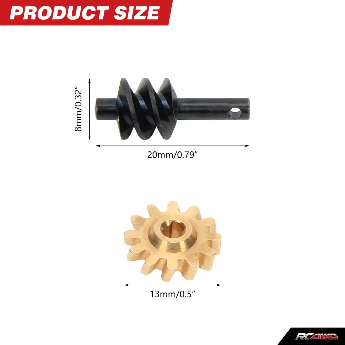 RCAWD AXIAL SCX24 SCX24 12T worm gear set RCAWD Axial SCX24 Upgrades #45 steel front and rear worm gears 12T brass gears SCX2553YBL compatiable with AX24