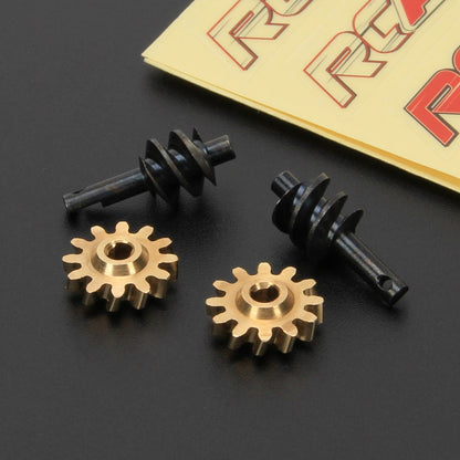 RCAWD AXIAL SCX24 SCX24 12T worm gear set RCAWD Axial SCX24 Upgrades #45 steel front and rear worm gears 12T brass gears SCX2553YBL compatiable with AX24