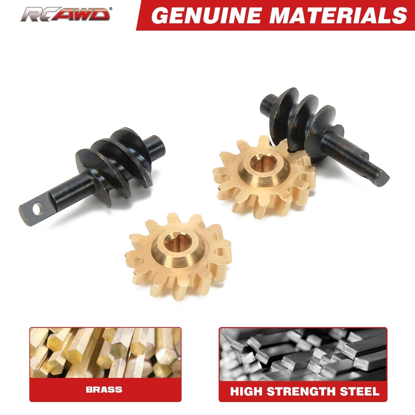 RCAWD AXIAL SCX24 SCX24 12T worm gear set RCAWD Axial SCX24 Upgrades #45 steel front and rear worm gears 12T brass gears SCX2553YBL compatiable with AX24