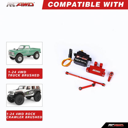 RCAWD Axial SCX24 Servo Upgrades Complete Set RC Servo Mounts & 12g Servo &Steering Links & 15T Servo Arm Set - RCAWD