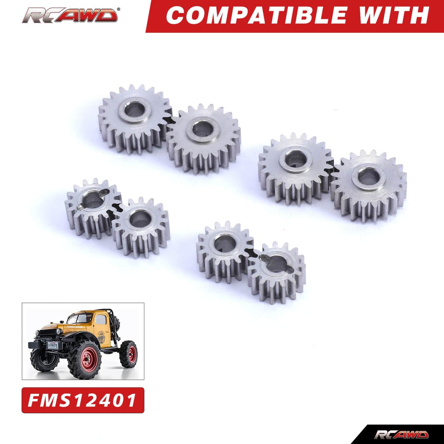 RCAWD AXIAL SCX24 Siliver RCAWD FMS FCX24 Upgrades #45 Steel Portal Gears