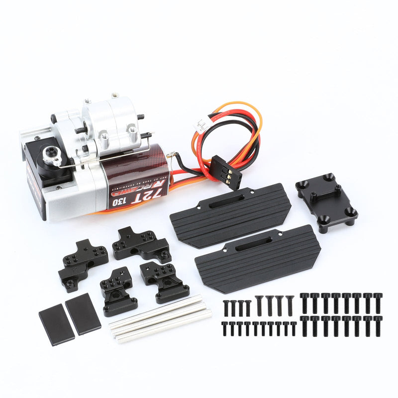 RCAWD AXIAL SCX24 Silver / A Full Set RCAWD 72T 130 Motor with 2 speed Transmission Gearbox and Mounts Sets for Axial SCX24