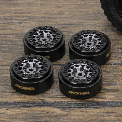 RCAWD AXIAL SCX24 Silver + Black RCAWD SCX24 29g 1.0" beadlock wheel rim 26*13mm glue free with brass counterweight ring SCX2539