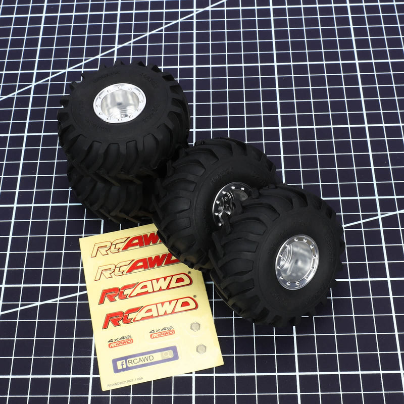 RCAWD 4pcs 1.0'' Herringbone Rubber wheel Tire for SCX24 FCX24 SCX2606BL Monster truck - RCAWD
