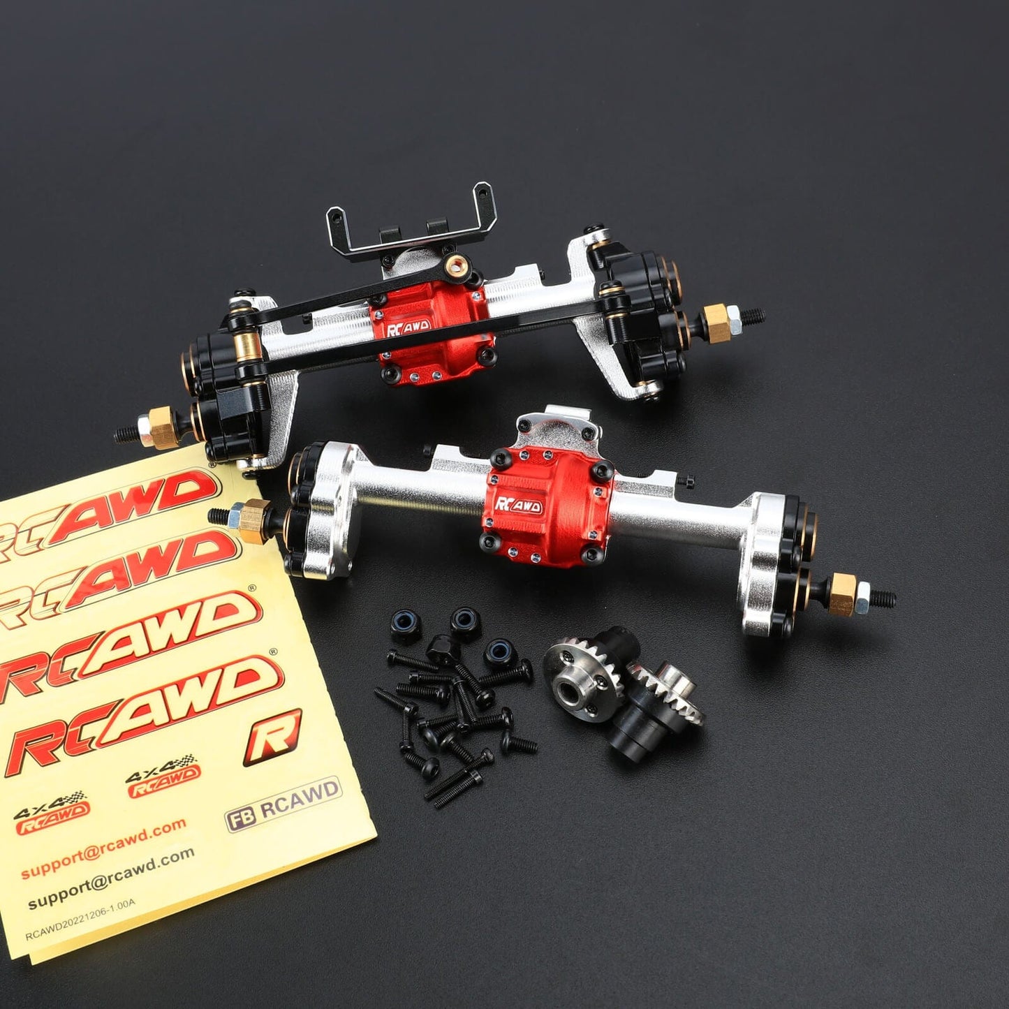 RCAWD AXIAL SCX24 Silver RCAWD Axial SCX24 Front Rear Diff Portal Axle Set All-Steel Gear