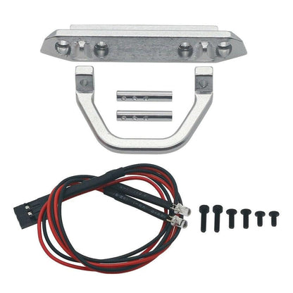 RCAWD AXIAL SCX24 silver RCAWD SCX24 alloy front bumper With car light set for SCX24 Deadbolt/jeep/bronco/Gladiator SCX2413