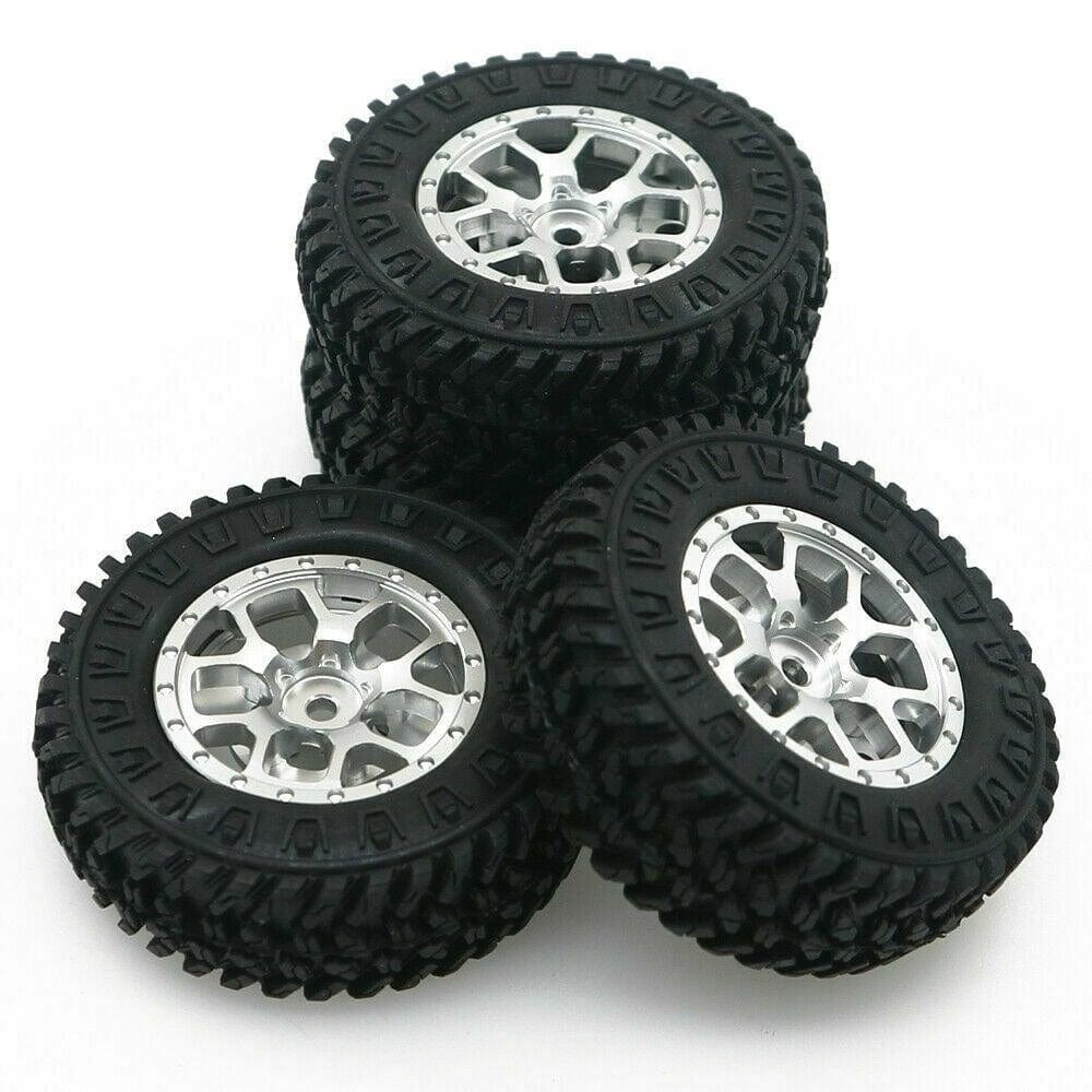 RCAWD AXIAL SCX24 Silver RCAWD Weighted Bead lock Wheel Rims Tires set for 1/24 Axial SCX24