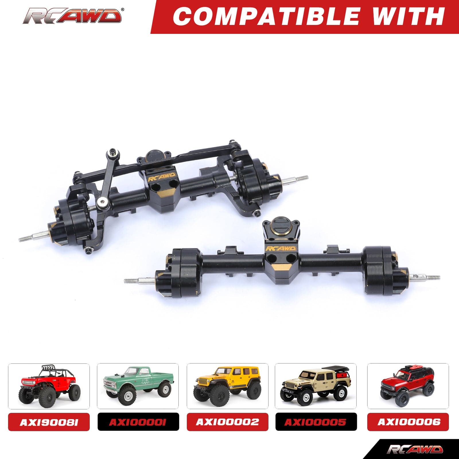 RCAWD Axial SCX24 upgrades Full Brass Front Rear Portal Axle Increase Weight compatiable with AX24 - RCAWD