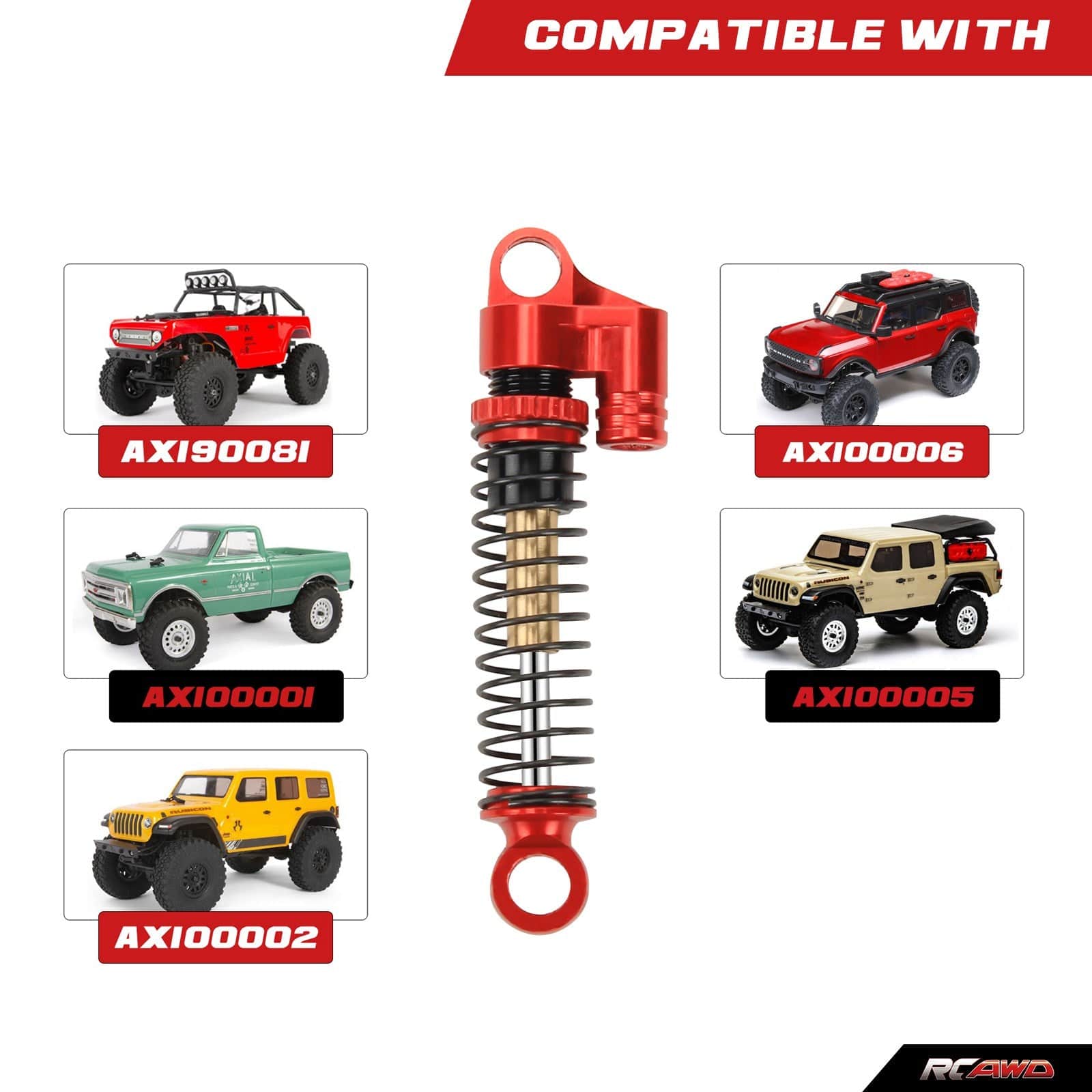 RCAWD Axial SCX24 Upgrades threaded long travel damper shock absorber SCX2511 - RCAWD