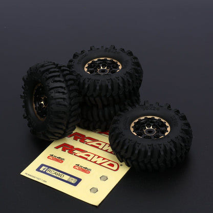 RCAWD AXIAL SCX24 Wheels and Tires Set RCAWD 1.0'' Brass Beadlock Wheels and Mud Tires Set for  SCX24 Crawler Car